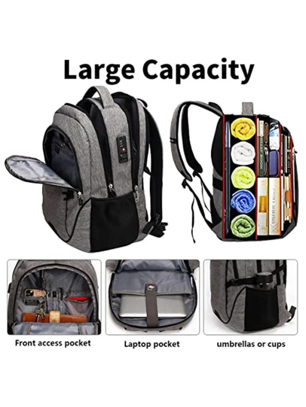 Unisex Travel Laptop Backpack Anti Theft Backpack with Combination Lock